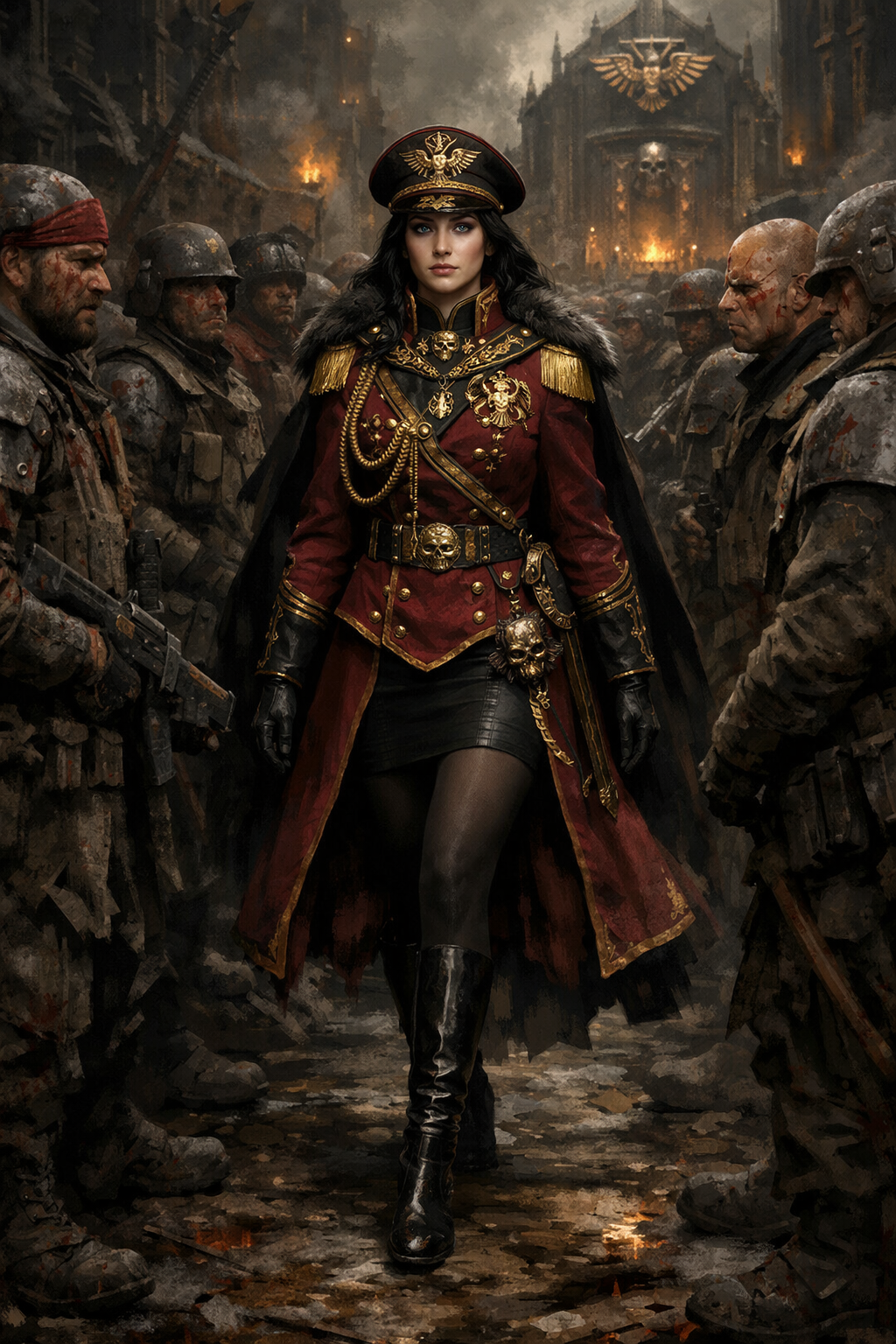 Aurelia walking through the mob